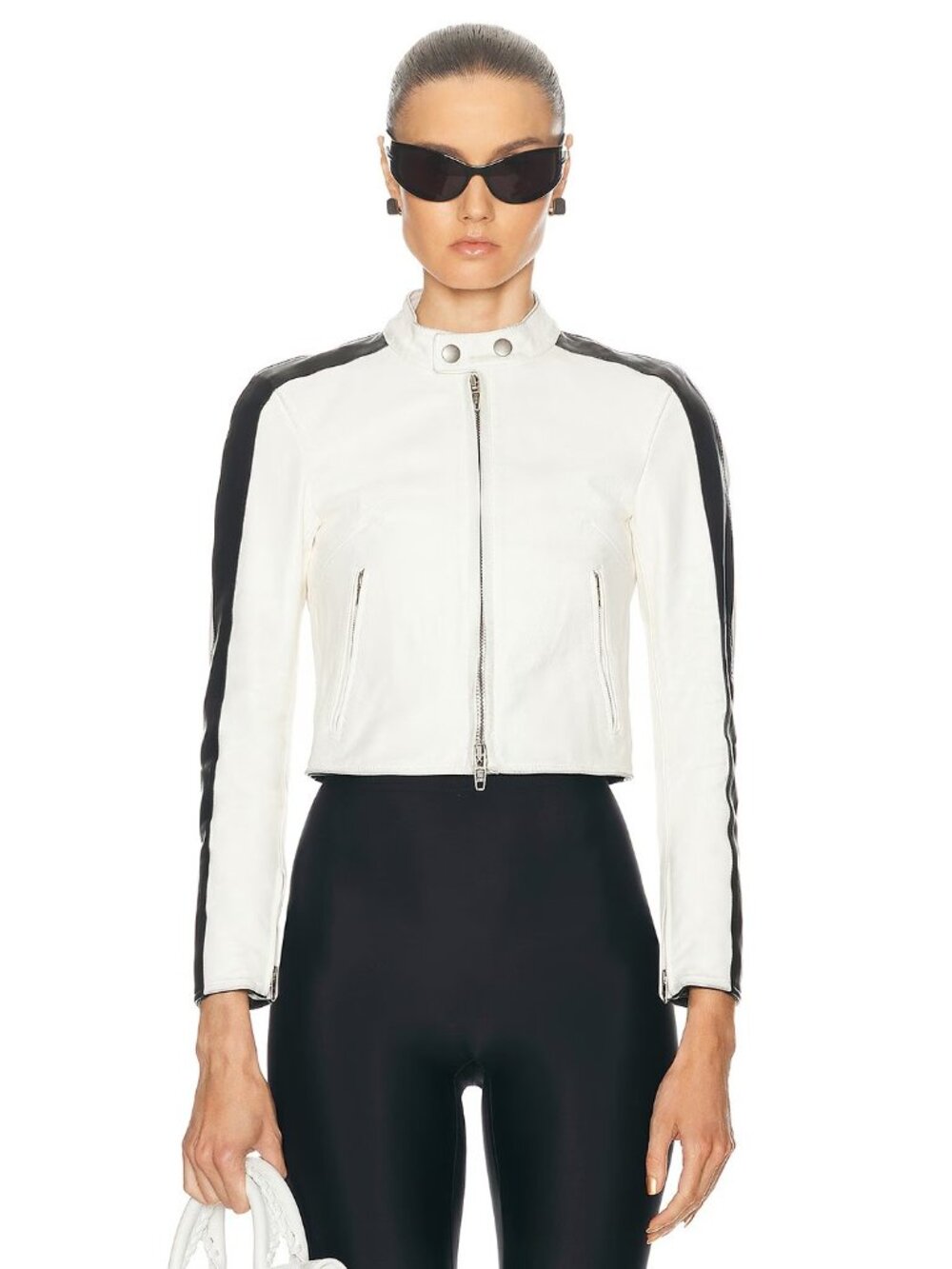 Balenciaga Racer Jacket in Dirty White Leather